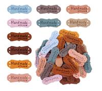 100pcs Handmade Leather Labels, Microfiber Colorful Leather Labels with Love Hearts Handmade Embossed Crochet Tags with Holes for Crafts Knitting Sewing Hats Purses Clothing (10 Colors)