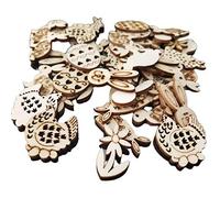 100pcs Happy Easter Eggs Wood Chips Carved Embellishments Hanging Ornaments Decor Decor