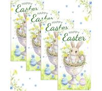 100Pcs Happy Easter Guest Napkins | Colorful Eggs Bunny Flower Paper Napkins Dinner Hand Napkins | Spring Party Supplies Table Decor