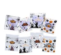 100pcs Happy Halloween Plastic Bags, Candy, Cookie, Biscuit and Snack Packaging, Halloween Party Decor Supplies