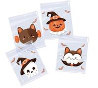 100pcs Happy Halloween Plastic Bags, Candy, Cookie, Biscuit and Snack Packaging, Halloween Party Decor Supplies