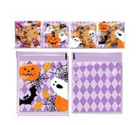 100pcs Happy Halloween Plastic Bags, Candy, Cookie, Biscuit and Snack Packaging, Halloween Party Decor Supplies