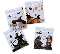 100pcs Happy Halloween Plastic Bags, Candy, Cookie, Biscuit and Snack Packaging, Halloween Party Decor Supplies