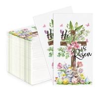 100Pcs He Is Risen Napkins, Disposable Easter Paper Napkins, Watercolor Cross Bunny Eggs Flowers Guest Napkin Dinner Hand Towels for Spring Easter Kitchen Bathroom Holiday Party Supplies Table Decor