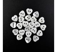 100Pcs Heart Shape Buttons DIY Handmade Craft Art Sewing Buttons Glossy Pearl White, Horizontal Eye Holes, 11.4mm