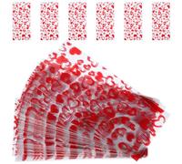 100pcs Heart Shaped Candy Bag for Valentines Day Treats | Opp Red Finish, Storing Snacks Biscuits and Sweets, Lovely Romantic Style for Mother's Day