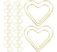100pcs Heart Shaped Office Paper Clips Golden Metal Small Clips
