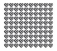 100Pcs Heart Shaped Patches Cloth Stickers Iron On, Black and White Checkered Hearts Fabric Applique Patch, Multi Functional for Apparel, Simple Operation