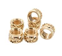 100Pcs Heat Set Threaded Insert Brass Nut Hot Melt Knurled Double Twill Embedment(M4x6x6)