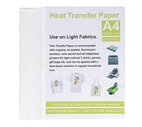 100Pcs Heat Transfer Paper for Light Fabrics, Inkjet and Printable Iron On A4 Sheets, Bright Color Transfer with Good Elasticity for DIY T - Shirts, Gifts and Crafts