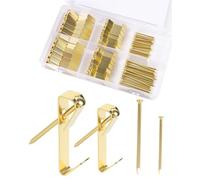100PCS Heavy Duty Picture Hooks for Plasterboard Hard Walls (20 Sets 50lbs + 30 Sets 30lbs), Picture Hanging Kit, Picture Rail Frame Hooks Hangers