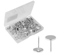 100pcs Heavy Duty Thumb Tacks, Alloy Flat Head Push Pins Upholstery Tacks Decorative Drawing Nails for Wood Fabric Upholstery Cork Notice Board Home Office Pinboard DIY Projects(Silver)