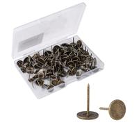 100pcs Heavy Duty Thumb Tacks, Alloy Flat Head Push Pins Upholstery Tacks Decorative Drawing Nails for Wood Fabric Upholstery Cork Notice Board Home Office Pinboard DIY Projects(Bronze)