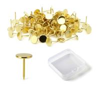 100Pcs Heavy Duty thumb tacks drawing pins wood tacks for wood drawing pins for notice board for fabric cork notice board home office pinboard DIY projects (Gold)