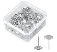 100Pcs Heavy Duty Thumb Tacks with Storage Box, Decorative Drawing Nails, Flat Head Push Pins for Wall Hanging Photos Wood Fabric Upholstery Cork Notice Board Home Office DIY Projects