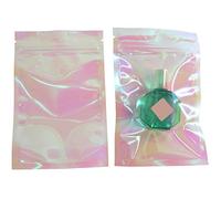 100Pcs Holographic Clear Ziplock Bags Iridescent Pouches with Tear Notch Food Packing Packaging Pouches Smell Proof Bags Storage Pouches 4.7×7in (12×18cm)