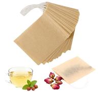 100pcs HYMC Biodegradable Disposable Empty Tea Bags, 6x8cm Small mouthed Design, Non Bleached Primary Color for Bulk Tea, Coffee, DIY Herbal Tea Bags