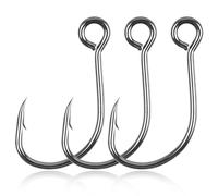 100pcs Inline Single Hooks Large Eye Single Replacement Hooks High Carbon Steel Barbed Inline Circle Hooks for Fishing Lures Baits 4# 2# 1# 1/0 2/0