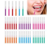 100PCS Interdental Brushes, 0.6/0.7/0.8/1/1.2cm Dental Floss Brushes for Cleaning, Inter Dental Teeth Picks Brush, Mini Toothpicks in Between Oral Hygiene Cleaning Tool with Case, 6 Colors