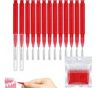 100Pcs Interdental Brushes Red，Tooth Cleaning Brush Plastic, Dental Brushes Mini Interdental Cleaning, Small Interdental Brush Effective Cleaning of Interdental Spaces