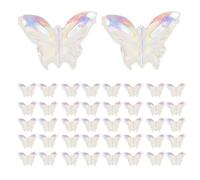 100pcs Iridescent Plastic Butterfly Nail Charms Mini Embellishments | Fairy Style for Daily Wear and Special Occasions, Electroplated Shimmer, Burrfree Edges Secure Hold