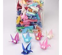 100Pcs Iridescent Premade Origami Paper Cranes Folded 1000 Japanese Cranes DIY Birds Mobile String Garland for Wedding Party Backdrop Decorations (Mutil Color, 10CM)