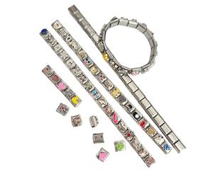 100Pcs Italian Charm Module Set Interchangeable Stainless Steel Modulars Link Jewelry Making Components Fashion Accessories for Men Women
