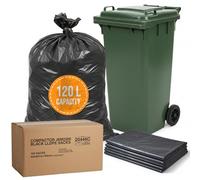100pcs Jumbo Size Black Bin Bags Garbage Liners 120-L Capacity - Refuse Sacks Heavy Duty Compactor Sacks for Large Bins Bulk Commercial Disposal Garbage Bags.