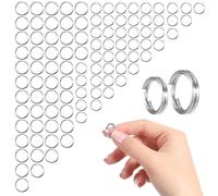 100PCS Jump Rings 6 & 8mm 2 Size Stainless Steel Double Loops Opean Split Ring Key Chain Ring Craft Supplies for Jewelry Making and Keychain Home Car Dog Tag Rings DIY