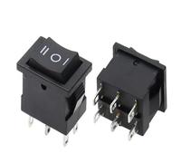 100PCS KCD1-101 Switch ON-OFF KCD1 15 * 21mm 2Pin3/4Pin Ship Type Switch 6A 250V 10A 125V 15X21 Rocker Switch Power Switch 21X15MM IDGTTLDF(6Pin ON-OFF-ON Black)