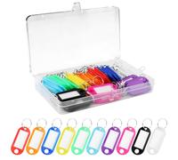 100PCS Key Tags, Coloured Key Tags with Labels and Plastic Box, 10 Colours Key Fobs for Keys and Luggage
