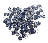 100Pcs Key Tags Number from 1 to 100 Sauna Storage, Aluminium Alloy Numbers Plates Luggage ID Ring Labels for Key Recognition,Marking(Blue)