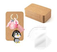 100pcs Keychain Display Cards with 100pcs Self-Sealing Bags, Kraft Color Keyring Keychain Display Cards Holder for Packaging Selling (7.5x12cm / 3 x 4.7inch)
