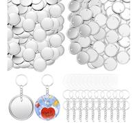 100Pcs Keyrings with Chains, Craft Keychain and 58mm Button Badge Set