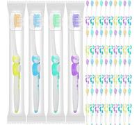 100Pcs Kids Toothbrushes Bulk, Disposable Manual Toothbrushes Individually Wrapped Soft Children Tooth Brushes with Rubber Handle for School Travel Home(4 Colors)