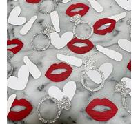 100PCS Kiss the Miss Goodbye Confetti -Diamond Lipstick Heart Lip Confetti for Bridal Shower, Engagement Wedding Party Supplies, Miss to Mrs, Hen Night Party Decorations