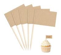 100pcs Kraft Paper Food Labels, Blank Toothpick Flags (3.5x2.5cm) Fruit Picks for Party Food, Buffet, Cupcake, Cheese Label, Fruit Salad, Baby Shower Names