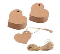 100Pcs Kraft Paper Gift Tags with 20M Jute Rope, Brown Blank Price Tags Luggage Labels with String for Presents Wedding Birthday Easter Valentine's Day DIY Craft Decoration