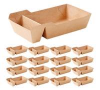 100pcs Kraft Paper Snack Box 440ml Folding Compartment for Fries | Disposable Serving, Keeps Food Separate, Brown Paper Design, Picnic Serving and Carnival Use