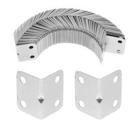 100pcs L Shaped Corner Bracket with Four Hole Right Angle Connector | Nickel Plated Iron, Silver Finish, Corner Reinforcement for Tables, Workbenches and Furniture Repair