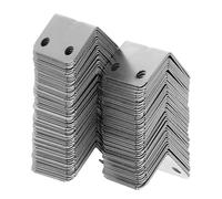 100pcs L Shaped Metal Corner Bracket, Four Hole Right Angle Connector | Nickel Plated Iron Finish, Furniture Reinforcement for Wooden Beams, Workbenches and Cabinet Making