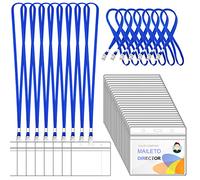 100Pcs Lanyards for Id Badges and 100 Pcs Clear Plastic Horizontal Name Badge ID Card Holders, Flat Neck Lanyards with Clip Waterproof Resealable Name Tag Badge ID Card Holders, Blue