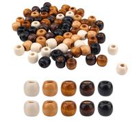 100pcs Large Hole Wooden Beads, 0.47x0.43 Inch Round Wood Loose Beads Retro Hair Braid Beads Wood Spacer Beads Macrame Beads for Jewelry Making Hair Braids DIY Crafts (5 Colors)
