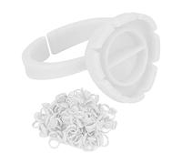 100pcs Lash Glue Holder Ring Cups - Quick Tool for Eyelash Extensions, Disposable Fanning Cups with Flexible Design, Light Blue (White)