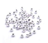 100pcs Letter Beads, Acrylic Alphabet Beads Jewelry, Round Letter Beads Kits, Russian Letters Alphabet Round White Acrylic Beads, Jewelry Accessories