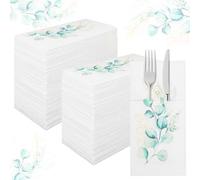 100Pcs Linen Feel Paper Napkins with Built in Flatware Pocket, Pre-Folded Party Napkins, Elegant Wedding Napkin, Disposable Paper Towel Bulk for Silverware Easter Wedding Birthday Party(Style 1)