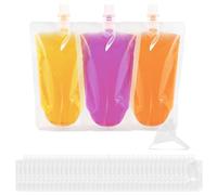 100Pcs Liquid Bags with Funnel 250ML Clear Beverage Bags Leak Proof Juice Flask Multipurpose Drink Pouches Portable Milk Bags for Parties Sports Picnic Travel