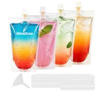 100Pcs Liquid Bags with Funnel 250ML Clear Beverage Bags Leak Proof Juice Flask Multipurpose Drink Pouches Portable Milk Bags for Parties Sports Picnic Travel