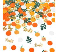 100Pcs Little Cutie Baby Shower Confetti, Green Orange Confetti with Citrus & Eucalyptus, Table Scatter for Birthday Party, Gender Reveal & Table Decoration Supplies