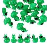 100pcs Little Green Resin Alien Rubber Duck, Cute Alien Miniature Small Ducks Decor Mini Tiny UFO Sci-Fi Duck Toys for Party Favors Stocking Stuffers Prize Boxes Treasure Boxes